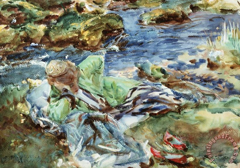 Turkish Woman by a Stream painting - John Singer Sargent Turkish Woman by a Stream Art Print