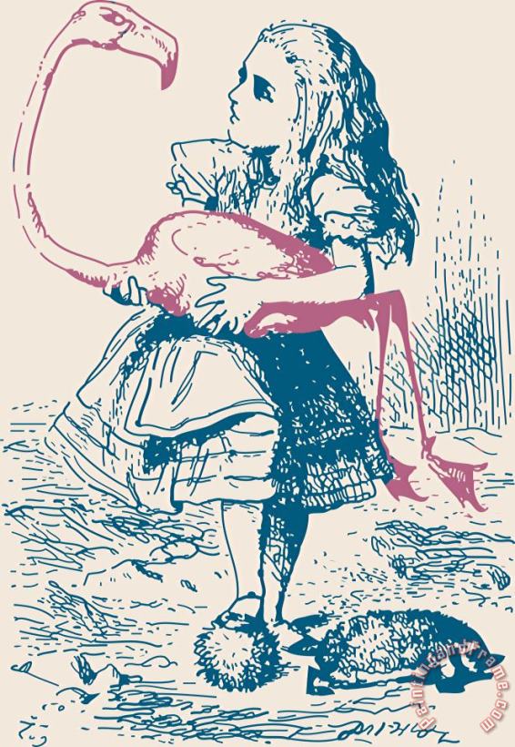 Alice And Flamingo Croquet Mallet painting - John Tenniel Alice And Flamingo Croquet Mallet Art Print