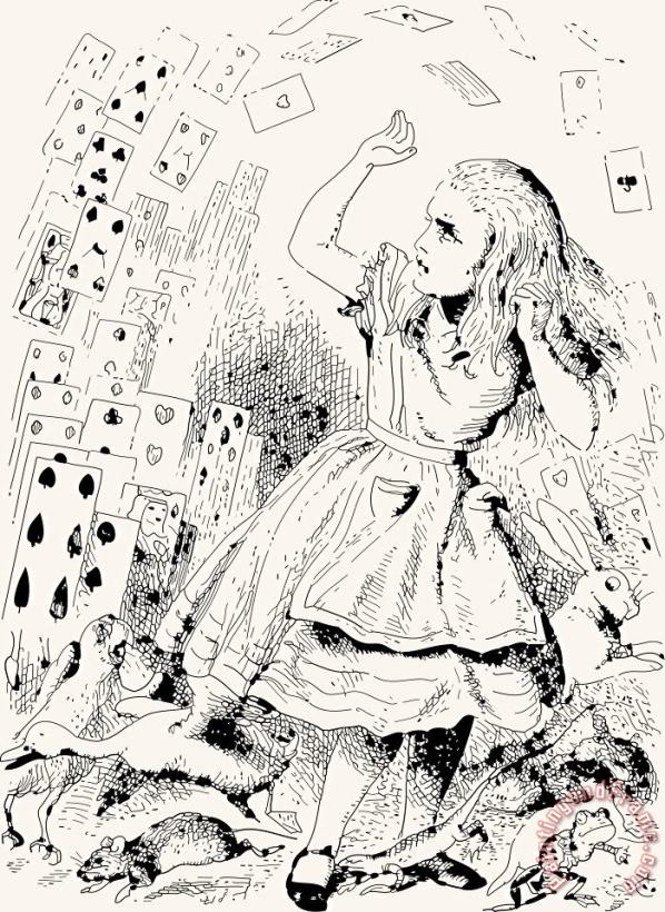 Alice Attacked By Cards painting - John Tenniel Alice Attacked By Cards Art Print