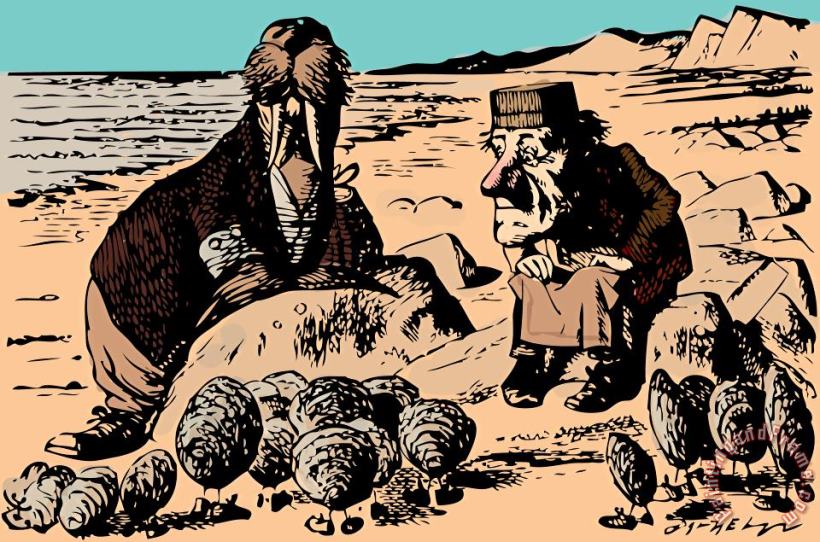 Walrus And Oysters Alice In Wonderland painting - John Tenniel Walrus And Oysters Alice In Wonderland Art Print