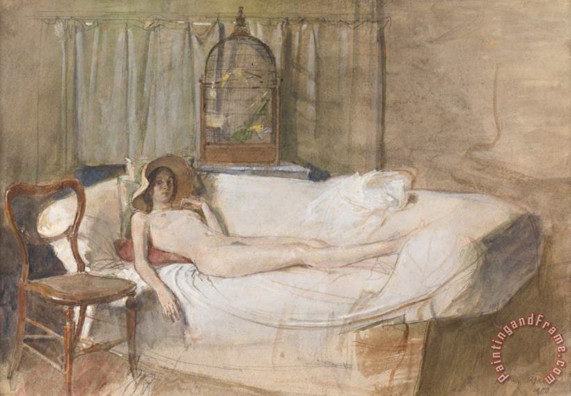 John Ward Nude on a Sofa Art Painting
