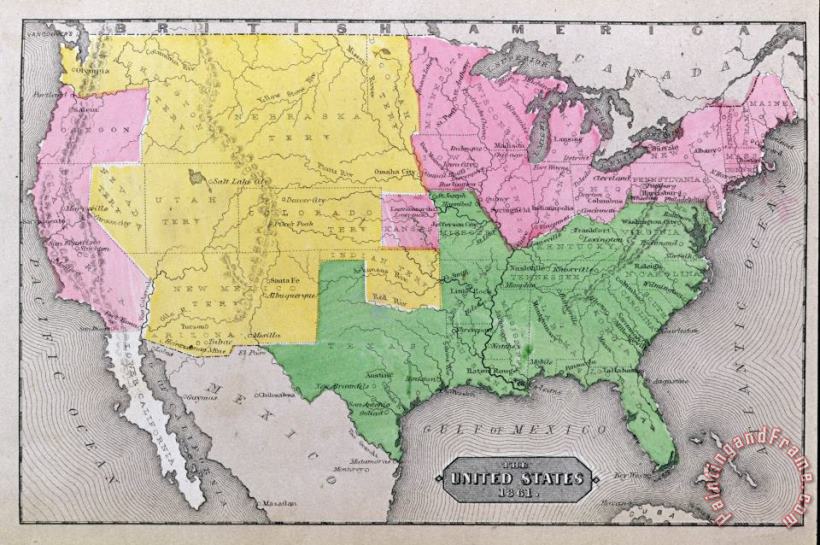 John Warner Barber and Henry Hare Map of the United States Art Painting