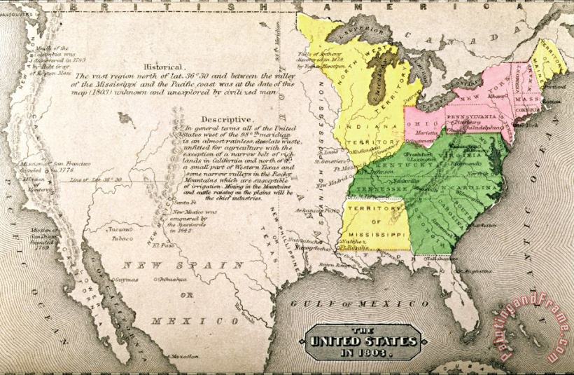 Map of the United States painting - John Warner Barber and Henry Hare Map of the United States Art Print