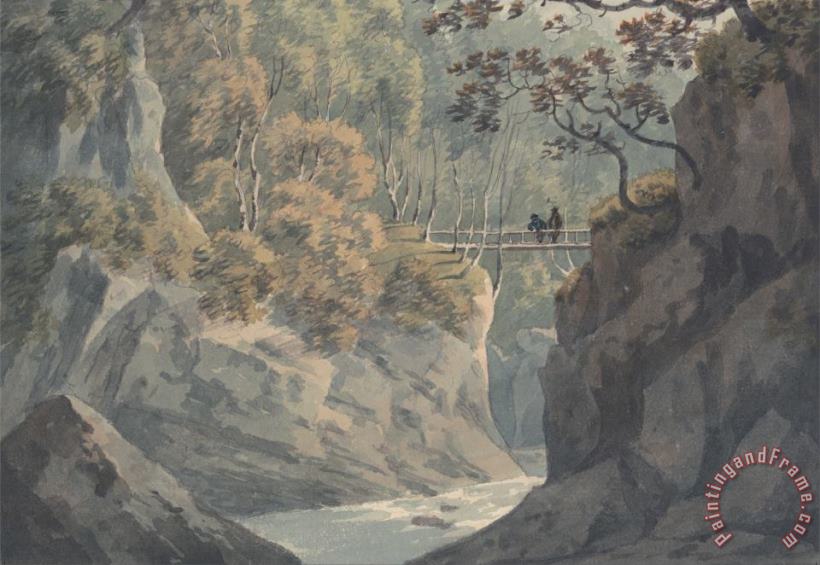 John Warwick Smith Alpine Bridge And Woodland Scenery Near Pistil Y Maw Art Painting