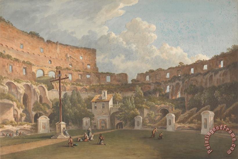 An Interior View of The Colosseum, Rome painting - John Warwick Smith An Interior View of The Colosseum, Rome Art Print