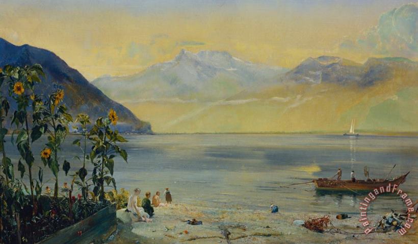 John William Inchbold Lake Leman with the Dents du Midi in the Distance Art Print