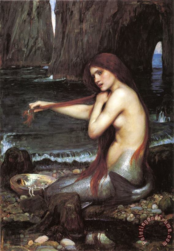 A Mermaid painting - John William Waterhouse A Mermaid Art Print