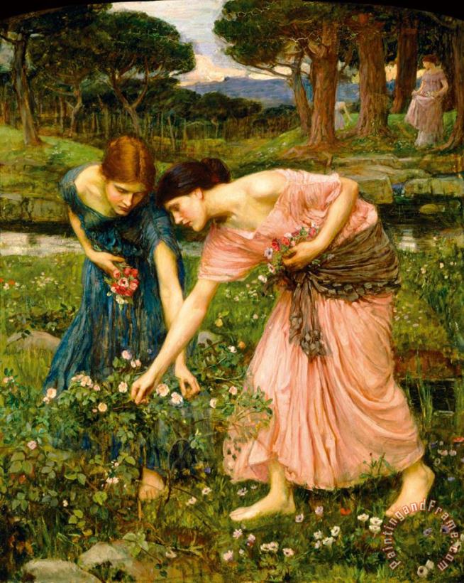 Gather Ye Rosebuds While Ye May painting - John William Waterhouse Gather Ye Rosebuds While Ye May Art Print