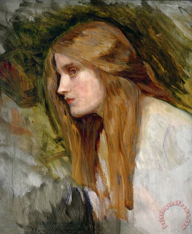 John William Waterhouse Head of a Girl Art Painting