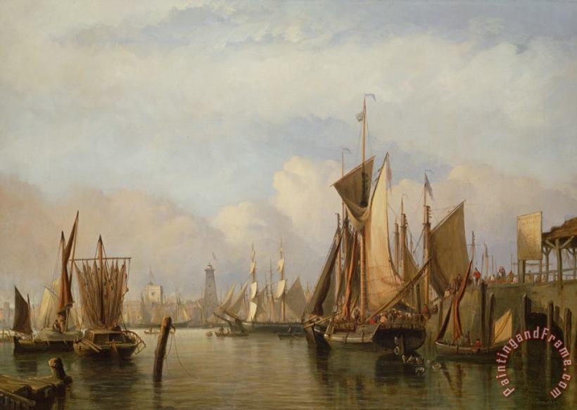 John Wilson Carmichael Billingsgate Wharf Art Painting
