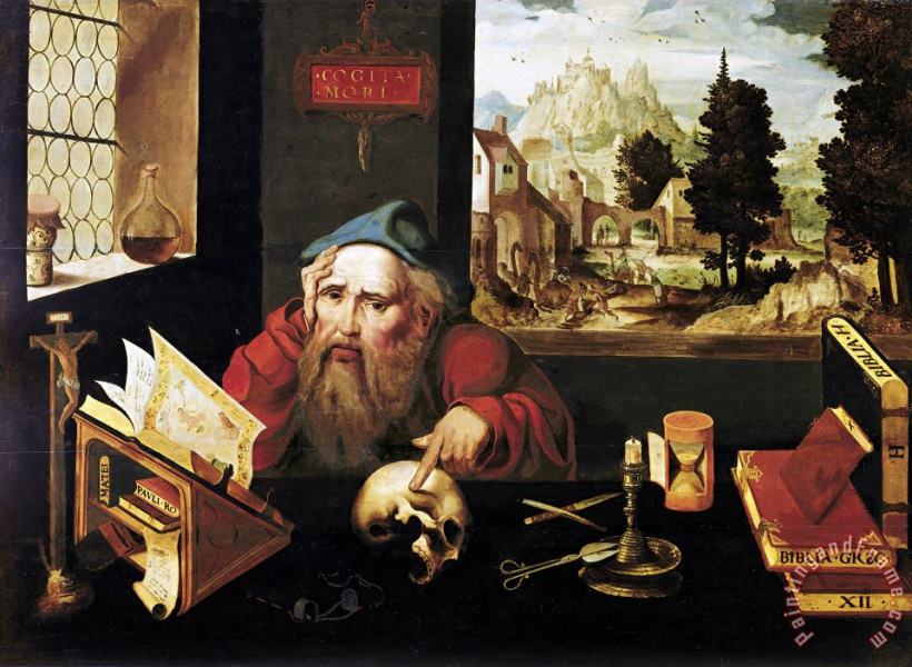 St. Jerome in His Study painting - Joos van Cleve St. Jerome in His Study Art Print