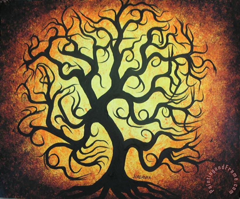 Jordanka Yaretz Curly Autumn Tree Art Painting