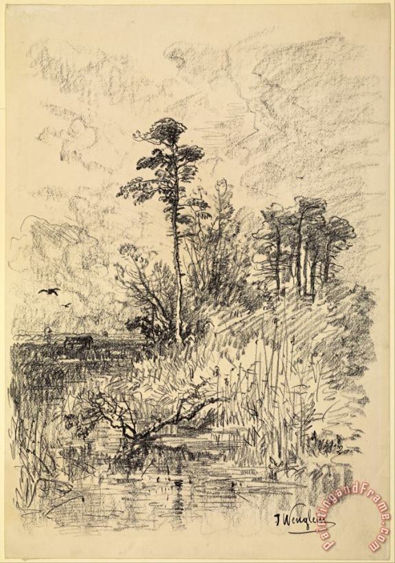 Josef Wenglein  River Landscape Art Print