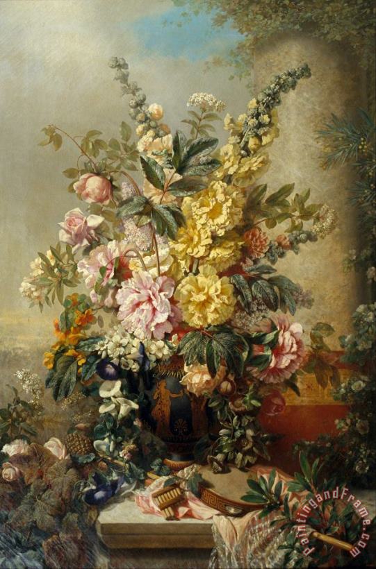 Josep Mirabent Large Vase with Flowers Art Print