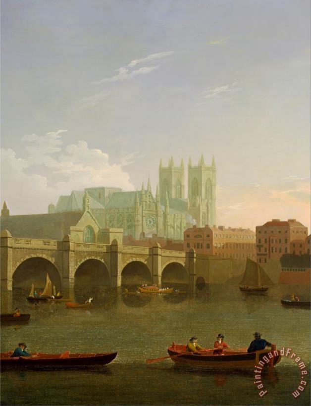 Westminster Abbey And Bridge painting - Joseph Farington Westminster Abbey And Bridge Art Print