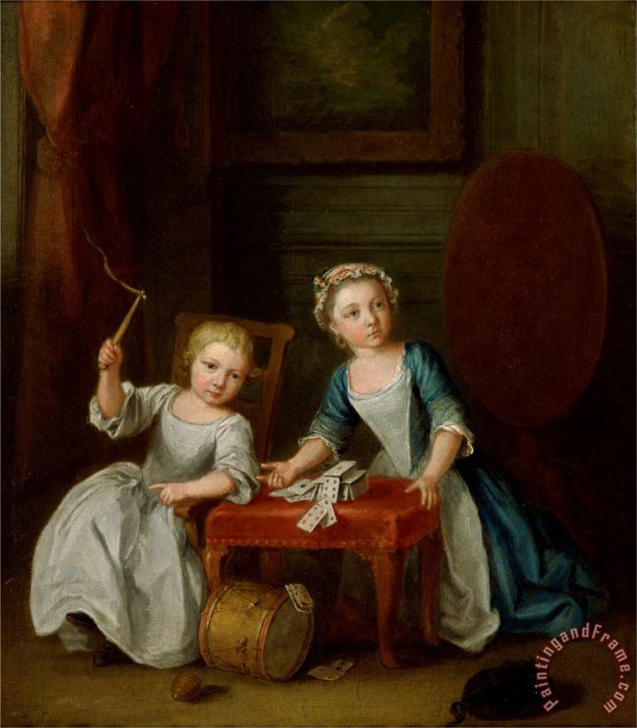 Children at Play, Probably The Artist's Son Jacobus And Daughter Maria Joanna Sophia painting - Joseph Francis Nollekens Children at Play, Probably The Artist's Son Jacobus And Daughter Maria Joanna Sophia Art Print
