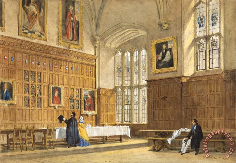 View of The Dining Hall in Magdalen College, Oxford painting - Joseph Nash The Elder View of The Dining Hall in Magdalen College, Oxford Art Print