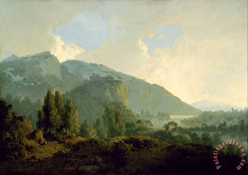 Italian Landscape with Mountains And a River painting - Joseph Wright  Italian Landscape with Mountains And a River Art Print