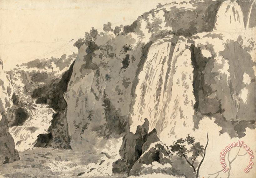 Joseph Wright  Rocky Landscape with Waterfalls Art Print
