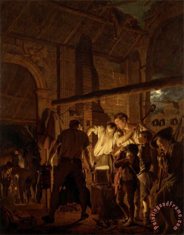 Joseph Wright  The Blacksmith's Shop Art Painting