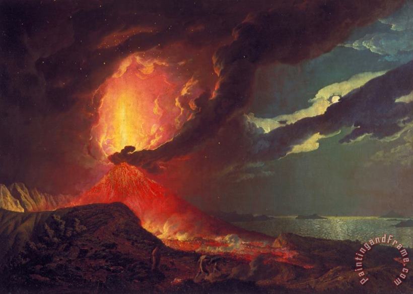 Joseph Wright  Vesuvius in Eruption, with a View Over The Islands in The Bay of Naples Art Print