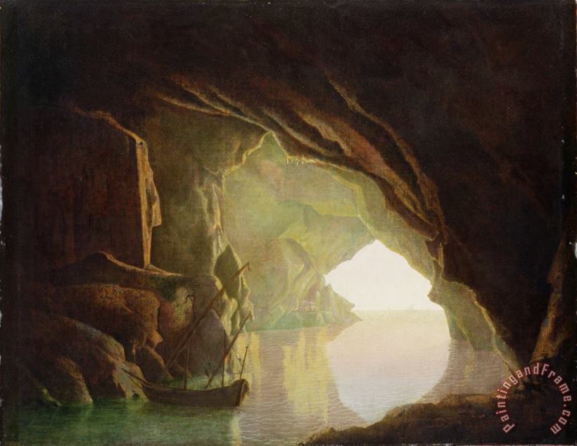 Joseph Wright of Derby  A Grotto in the Gulf of Salerno - Sunset Art Print