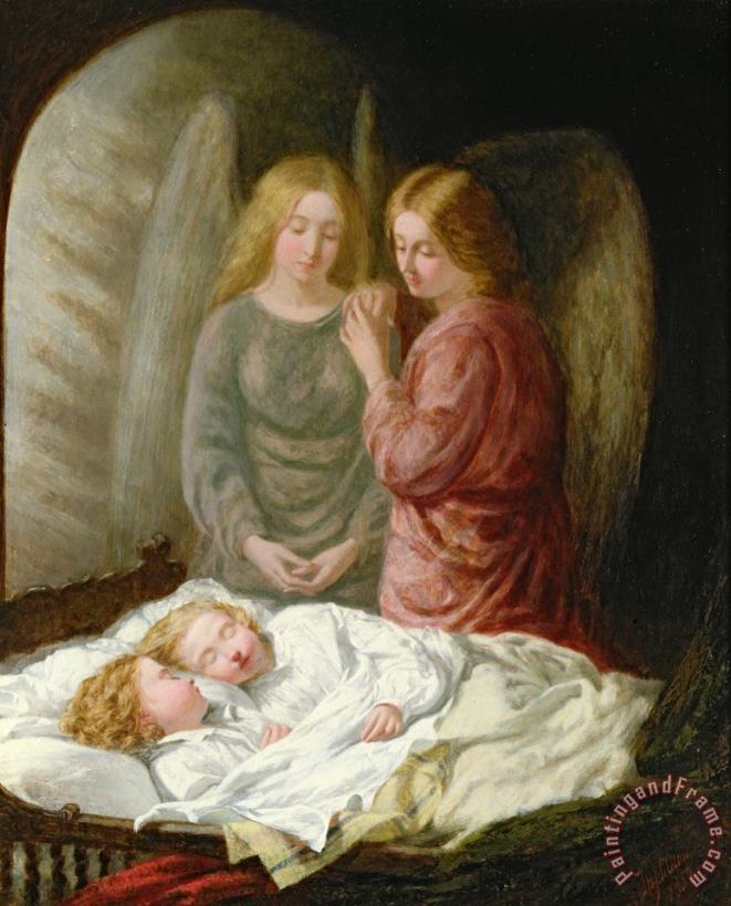 The Guardian Angels painting - Joshua Hargrave Sams Mann The Guardian Angels Art Print