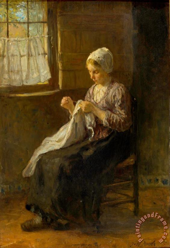 Jozef Israels The Young Seamstress Art Painting