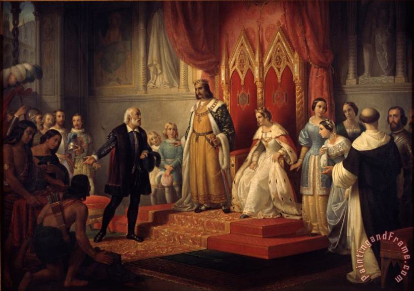 Juan Cordero Cristopher Columbus at The Court of The Catholic Monarchs Art Painting