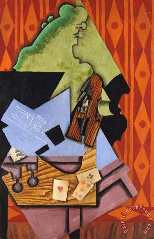 Juan Gris Violin And Playing Cards on a Table Art Painting