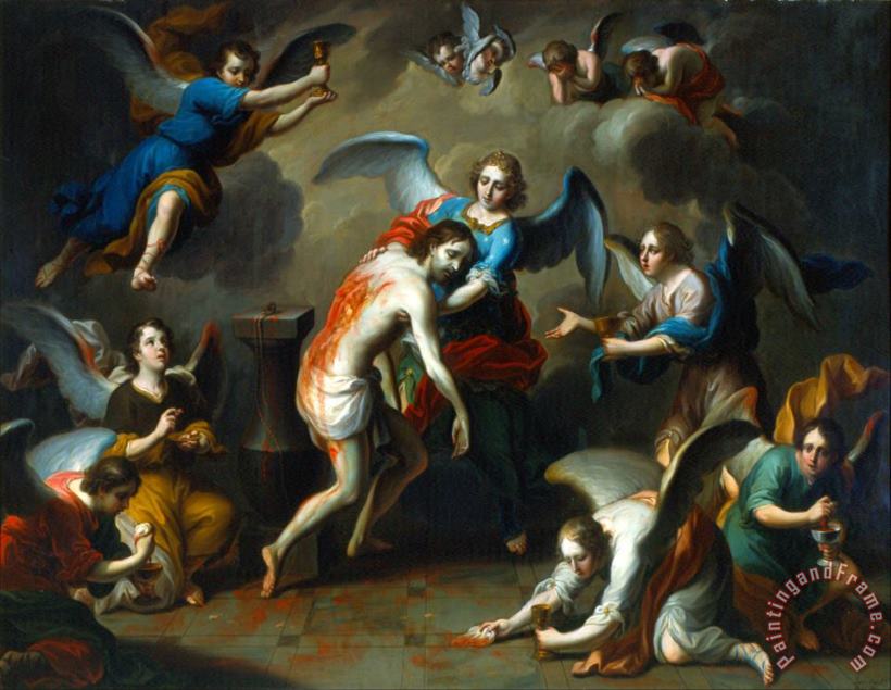 Juan Patricio Morlete Ruiz Christ Consoled by The Angels Art Painting