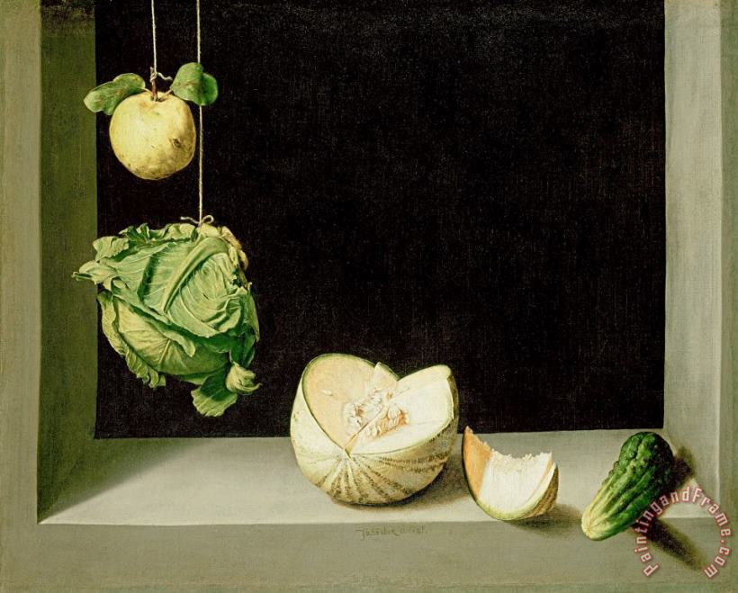 Quince, Cabbage, Melon, And Cucumber painting - Juan Sanchez Cotan Quince, Cabbage, Melon, And Cucumber Art Print