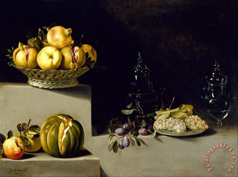 Juan van der Hamen y Leon Still Life with Fruit And Glassware Art Painting
