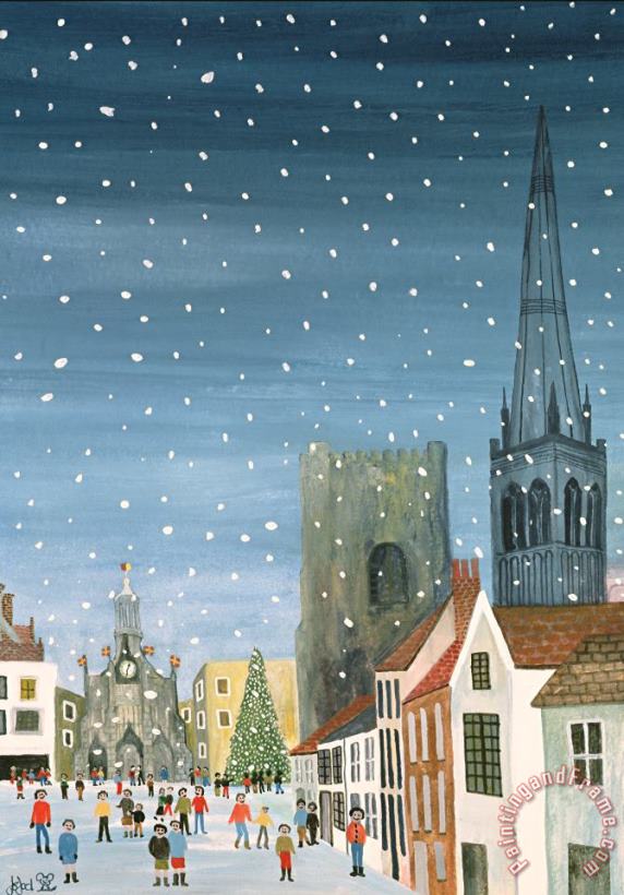 Chichester Cathedral A Snow Scene painting - Judy Joel Chichester Cathedral A Snow Scene Art Print