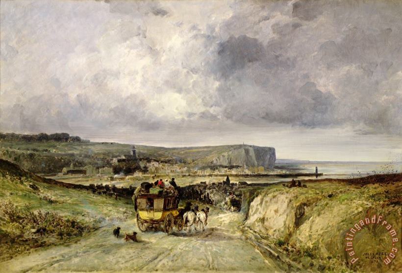 Jules Achille Noel Arrival of a Stagecoach at Treport Art Painting
