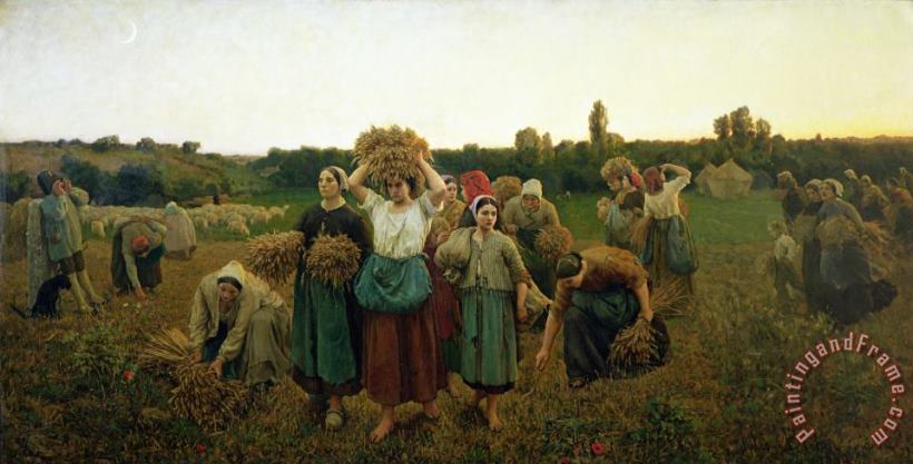 Calling in the Gleaners painting - Jules Breton Calling in the Gleaners Art Print