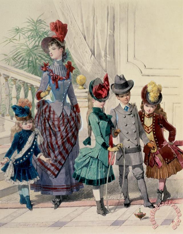 Jules David Mother and children in indoor costume Art Print