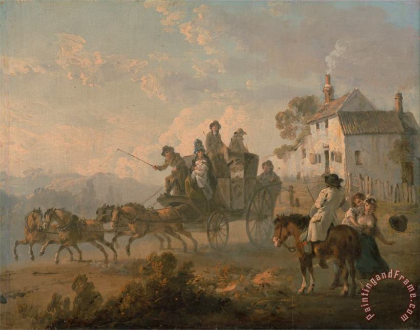 Julius Caesar Ibbetson A Stage Coach on a Country Road Art Print