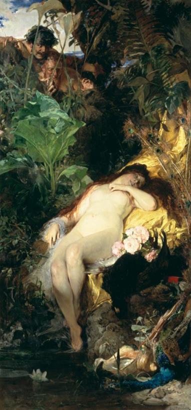 Nymph And Fauns painting - Julius Kronberg Nymph And Fauns Art Print