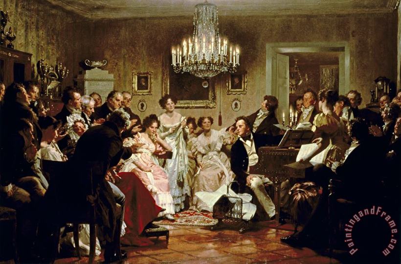 A Schubert Evening in a Vienna Salon painting - Julius Schmid A Schubert Evening in a Vienna Salon Art Print