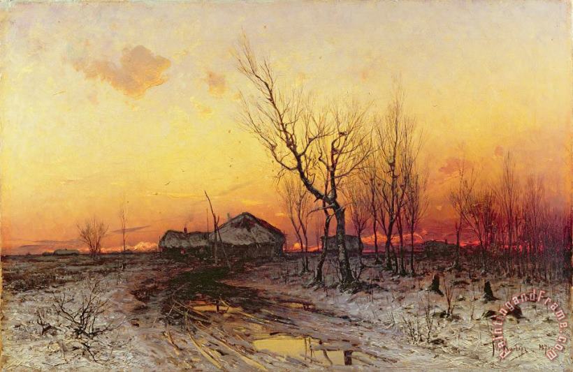 Julius Sergius Klever Winter Landscape Art Painting
