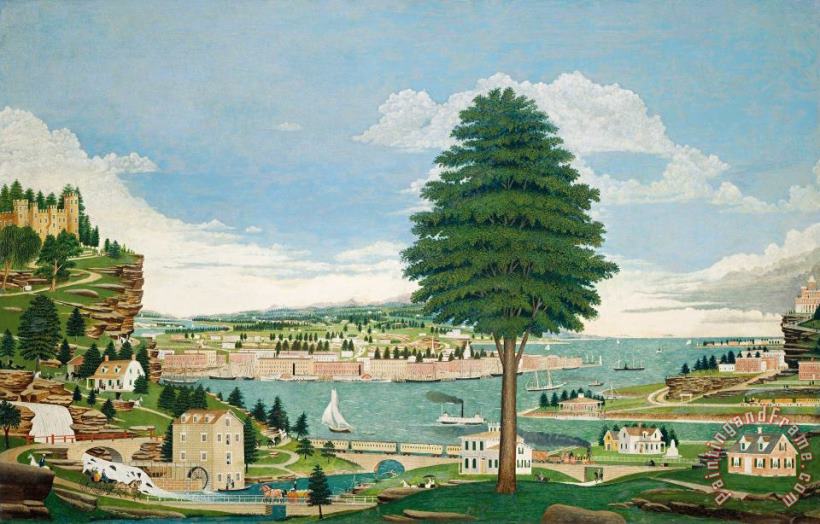 Jurgen Frederick Huge Composite Harbor Scene With Castle Art Painting