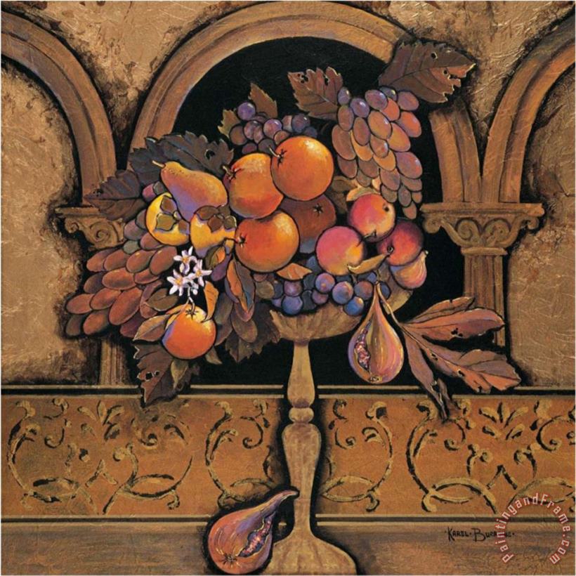 Memories of Provence Grapes And Persimmons painting - Karel Burrows Memories of Provence Grapes And Persimmons Art Print