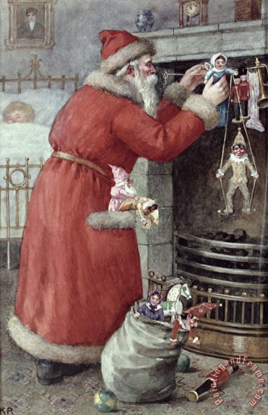 Father Christmas painting - Karl Roger Father Christmas Art Print