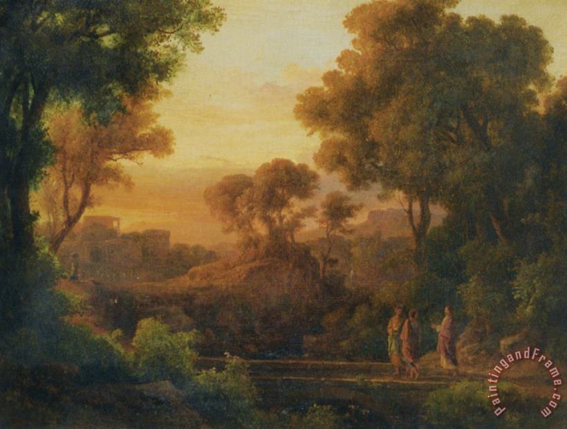 Karoly, The Elder Marko Christ with Two Disciples in a Classical Landscape Art Painting