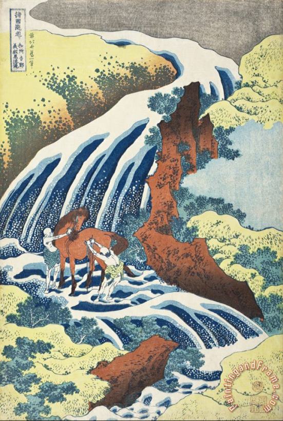 Katsushika Hokusai The Yoshitsune Horse Washing Falls at Yoshino, Izumi Province Art Painting