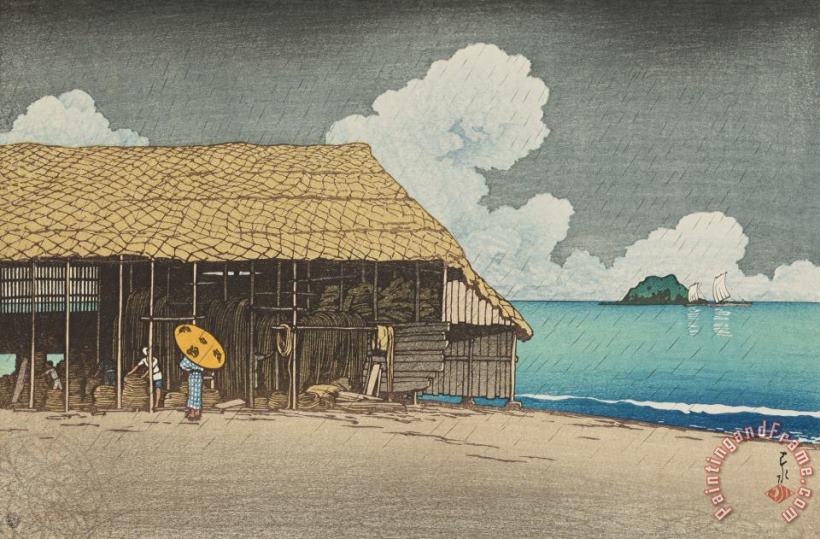 Kawase Hasui Fishing Shed on Himi Beach (hama Goya Etchu), From The Series Souvenirs of Travels, Second Series (tabi Miyage, Dai Ni Shu) Art Print