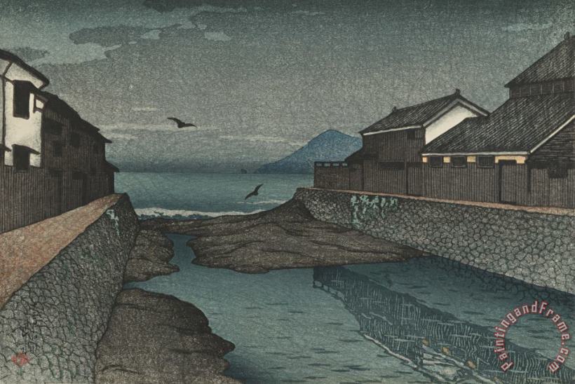 Kawase Hasui Night on The Sea, Horikawa (kohama Horikawa), From The Series Souvenirs of Travels, First Series (tabi Miyage, Dai Isshu) Art Painting