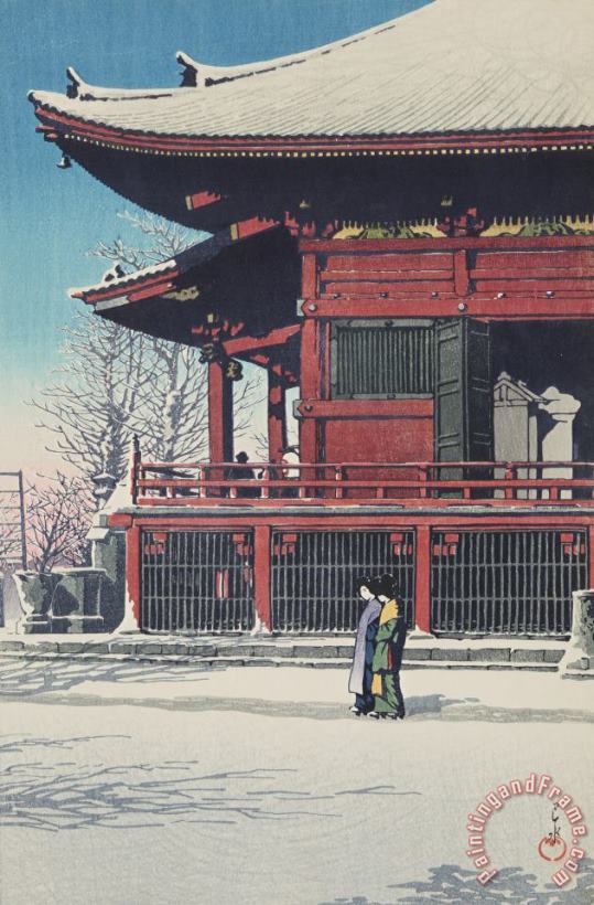 Kawase Hasui Sunshine After Snow at Asakusa (asakusa Kwannon No Yukibare) Art Painting