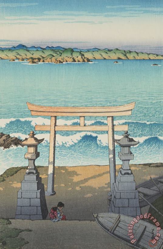 Torii by The Sea (boshu Futomi), From The Series Souvenirs of Travels, Third Series (tabi Miyage, Dai San Shu) painting - Kawase Hasui Torii by The Sea (boshu Futomi), From The Series Souvenirs of Travels, Third Series (tabi Miyage, Dai San Shu) Art Print